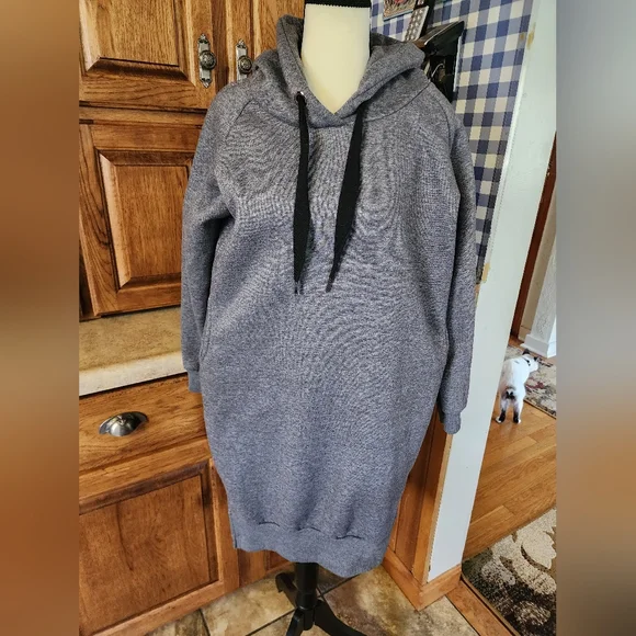 Nutexrol Fleece Hoodie Dress Gray Size S - Picture 4 of 10
